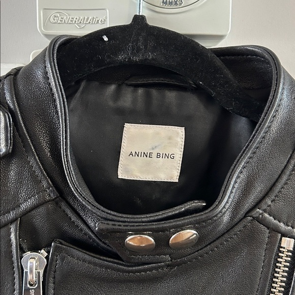 Anine Bing Bowie Moto Leather Biker Jacket Black - Picture 5 of 9